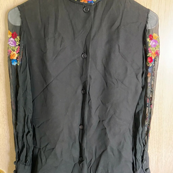 Gorgeous Floral Embroidered Black Blouse Salon Barbarita Bogata Columbia Sz Sm - Picture 8 of 12
